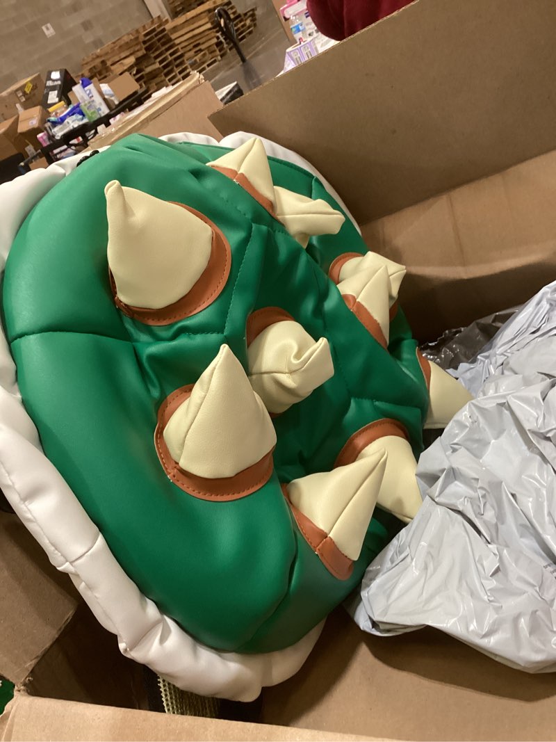 Condition photo showing As Is for Bioworld Super Mario Bros Bowser Adult Green Turtle Shell Backpack Super Mario Green Turtle