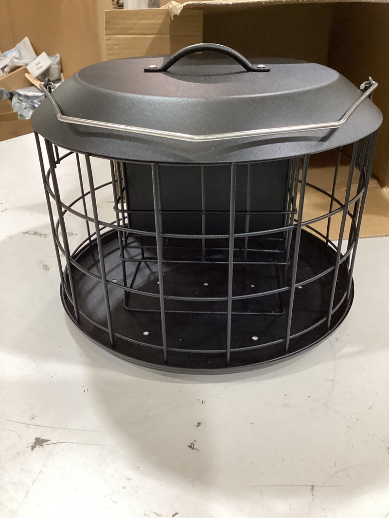 Condition photo showing Good Condition for kingsyard squirrel proof suet feeder, cage bird feeders for outdoors hanging, all metal, double suet cake capacity, tray & weatherproof, black