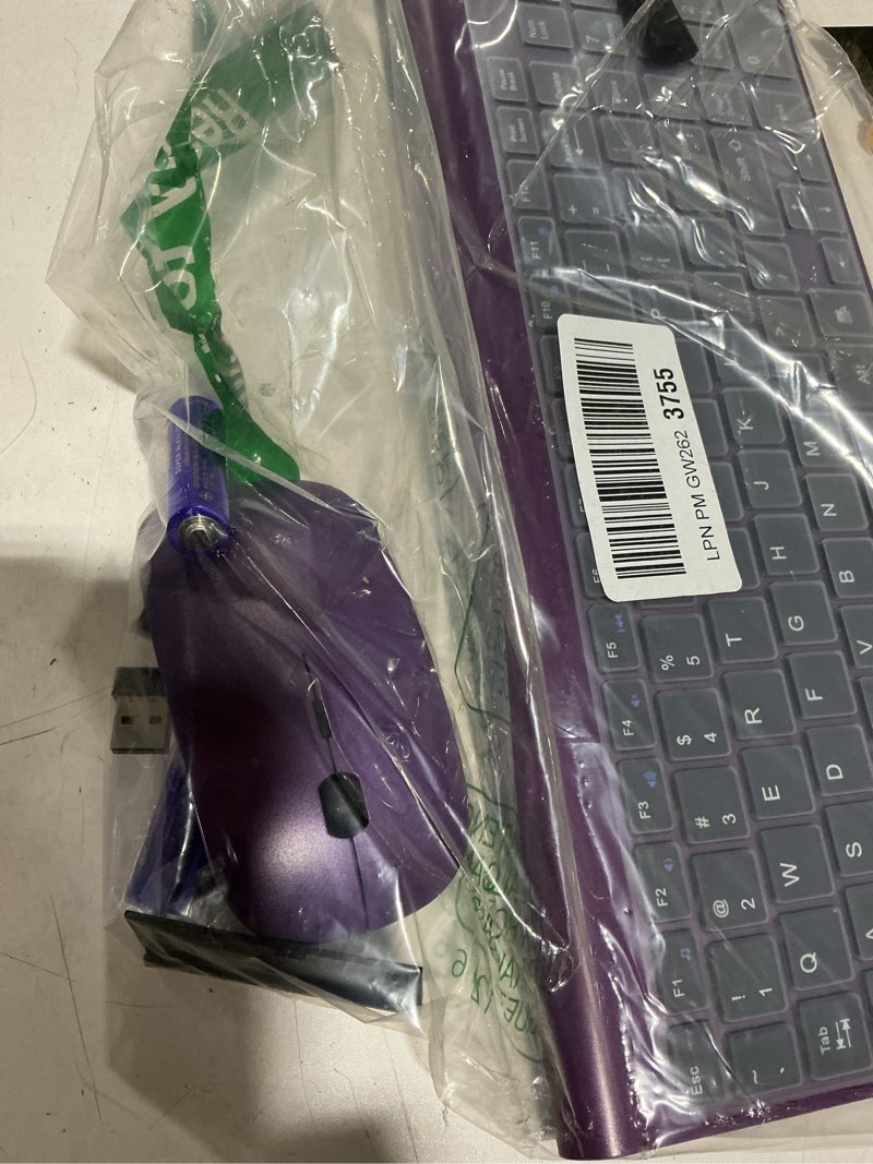 Condition photo showing Good Condition for wireless keyboard and mouse ultra slim combo, topmate 2.4g silent compact usb 2400dpi mouse and scissor switch keyboard set with cover, batteries included, for pc/laptop/windows/mac - purple black