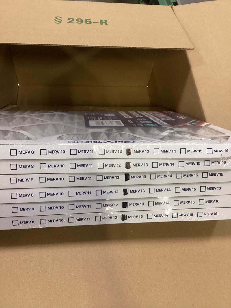 Condition photo showing New/Like New for BNX TruFilter 10x10x1 Air Filter MERV 13 (6-Pack) - MADE IN USA - Electrostatic Pleated Air Conditioner HVAC AC Furnace Filters for Allergies, Pollen, Mold, Bacteria, Smoke, Allergen, MPR 1900 FPR 10 MERV 13 10x10x1 6-Pack