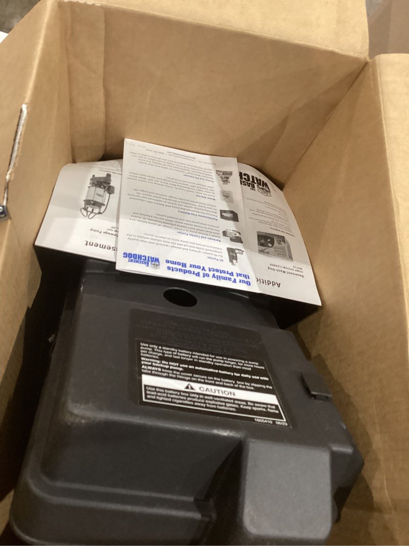 Condition photo showing As Is for the basement watchdog big combo 1/2 hp 4,400 gph cast iron dual reed switch ac backup sump pump