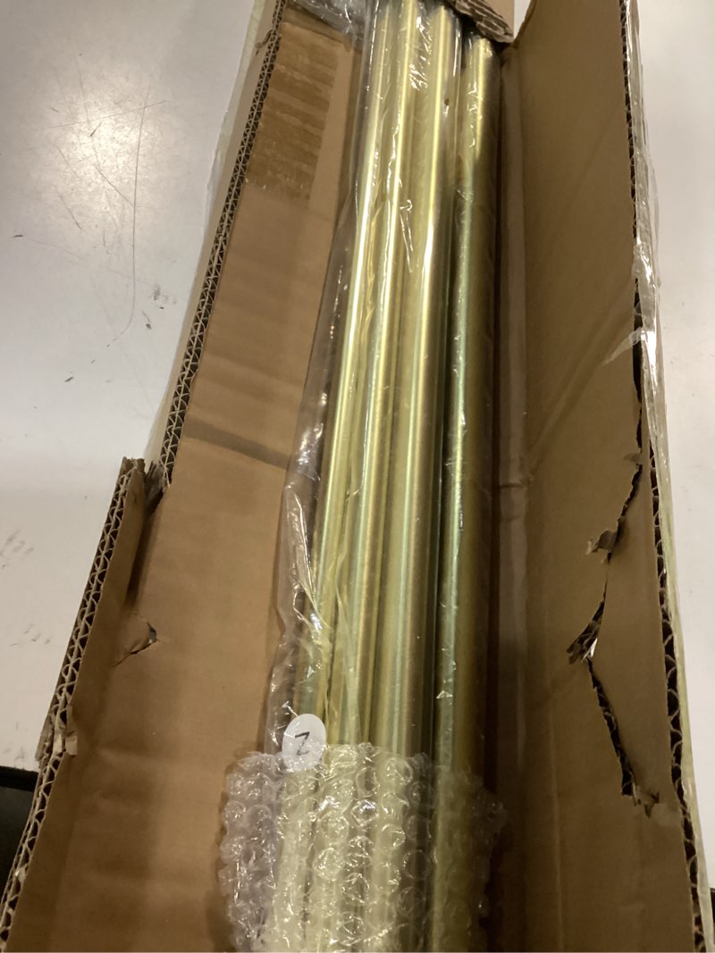 Condition photo showing Good Condition for double curtain rods brass,room darkening drapery rod 72-144 inches,adjustable 3/4 inches front and 5/8 inches back quality metal rod for window,wrap around design 72-144" brass