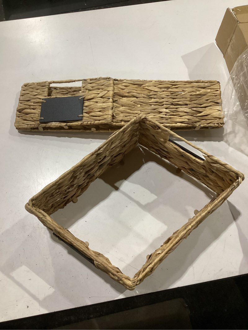 Condition photo showing New/Like New for lyjwoo6d water hyacinth storage baskets set of 4 wicker pantry baskets,hand-woven foldable seagrass organizers with chalkboard labels and chalk marker,rectangular shelf basket for organizing