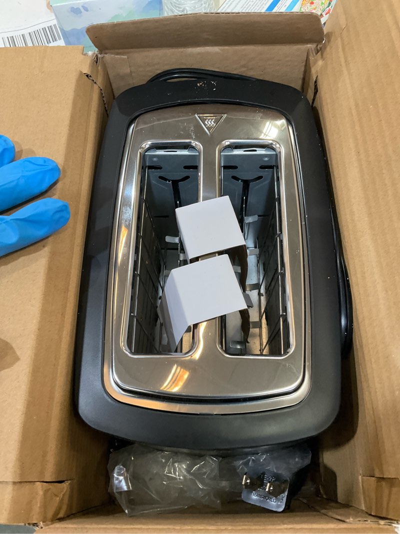 Condition photo showing As Is for Toaster 2 Slice Wide Slot Toaster Best Rated Prime Displav Smart Toasters with LCD Digital Countdown Timer and Bagel/Defrost/Cancel/Reheat Function Black