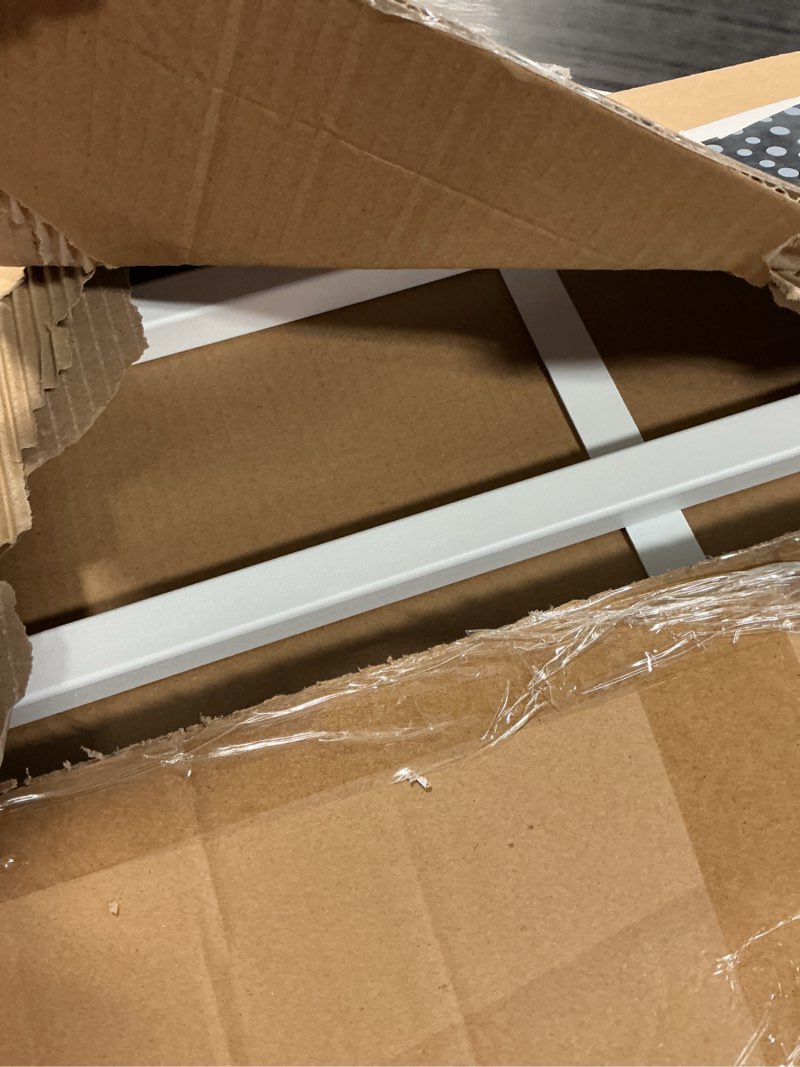 Condition photo showing Good Condition for fixed window safety guard 14”x 38” adjustable width prevents accidental falls, non-egress, tamper resistant screws included, white, single pack 14x38 inches