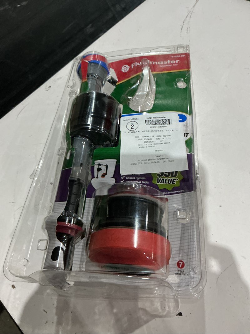 Condition photo showing As Is for fluidmaster performax universal 2 in. high performance everything toilet tank repair kit with install tools