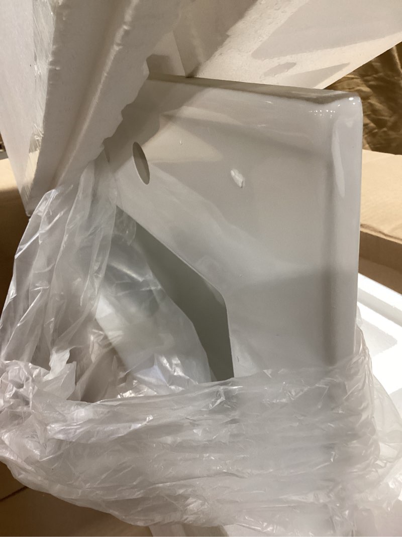 Condition photo showing As Is for JONATHAN Y SNK1001A Ancillary 3-Hole 24 in. W x 18.25 in. D Classic Contemporary Rectangular Ceramic Single Sink Basin Vanity Top, White 24 Inch White