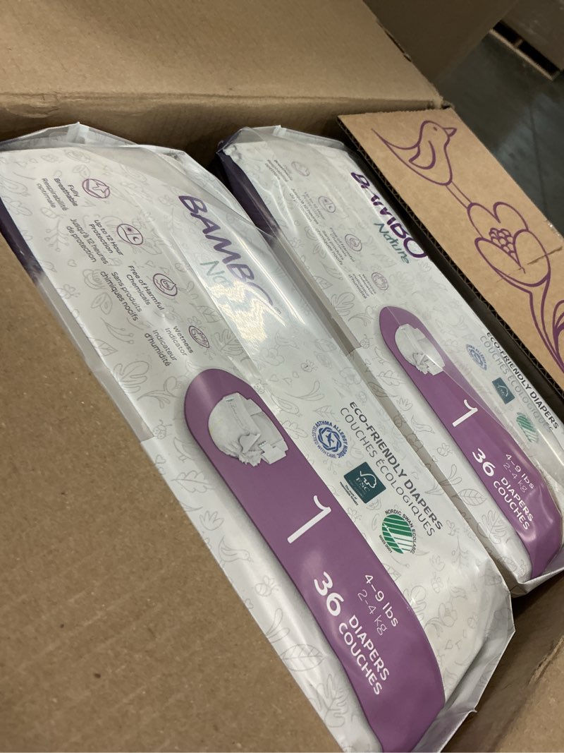 Condition photo showing Good Condition for Bambo Nature Hypoallergenic Baby Diapers, Eco-Labelled Sustainable Diapers, Enhanced Leakage Protection, Totally Chlorine-free, Skin Friendly, and Super Absorbent - Size 1 (216 Count) Size 1 216