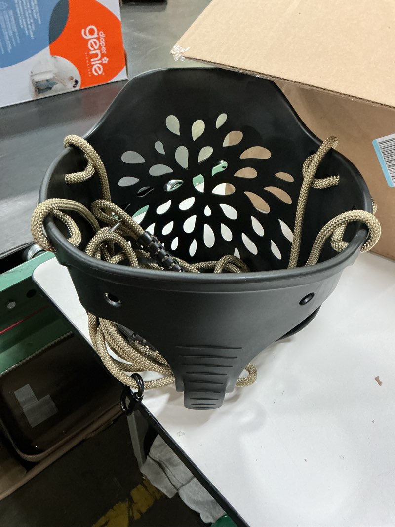 Condition photo showing Good Condition for SELEWARE Heavy-Duty High Back Full Bucket Toddler Swing Seat with Locking Carabiners and Adjustable Rope, Cute Elephant Shape Design, 600LB Weight Limit (Bucket Swing, Black) Black Bucket Swing