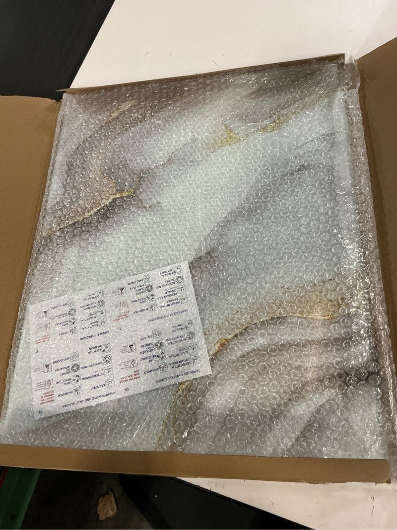 Condition photo showing Good Condition for Glass Cutting Board 20”x16”: Tempered Glass Kitchen Counter Protector - Durable- Scratch-Resistant, Heat-Proof - Design 7 - White & Gold Design 07 20"L x 16"W