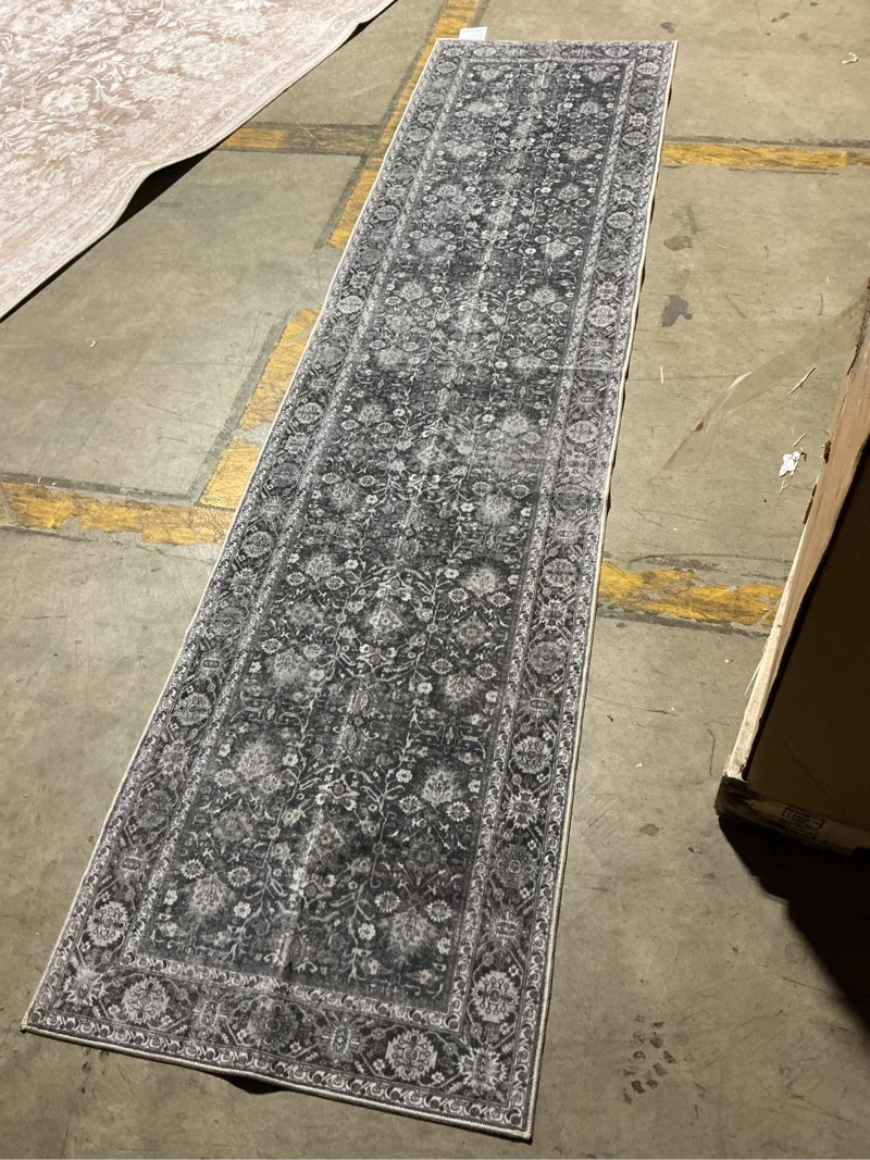 Condition photo showing Good Condition for siiloom 2x8 washable runner rug for hallways, moss charcoal soft neutral vintage printed runner with non-slip, non-shedding boho rug for bedroom kitchen porch laundry bedroom moss charcoal 2' x 8' (runner)