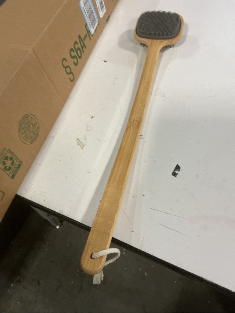 Condition photo showing Good Condition for Dual-Sided Back Scrubber for Shower, 21.65'' Long Handle Back Brush, Soft Silicone for Sensitive Skin, Dry Brushing & Back Cleansing, Dry Quickly Body Bath Brush for Men, Women, Elderly 21.65 Inch