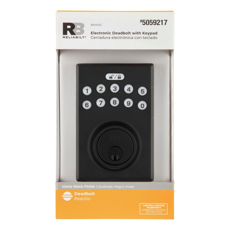 RELIABILT Bragg Matte Black Keypad Electronic Deadbolt Lock