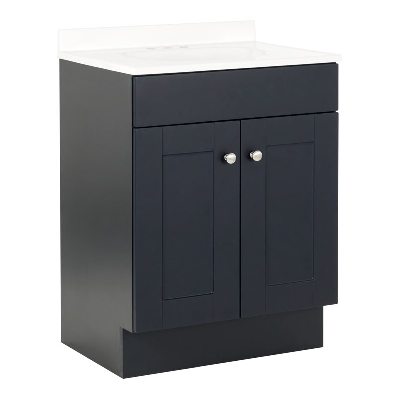  project source dover 24-in navy blue single sink bathroom vanity