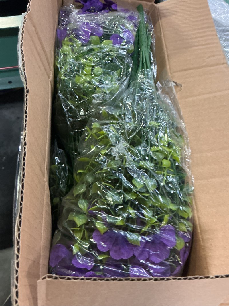 Condition photo showing New/Like New for artificial fake flowers for outdoor spring decoration, 16 bundles faux silk colorful daisy uv resistant realistic for outside porch patio home yard garden planters pots window box (purple)