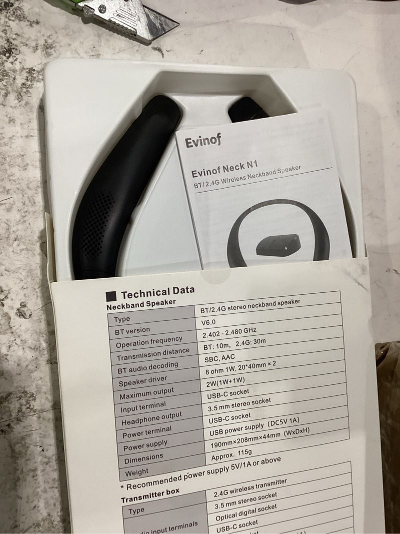 Condition photo showing New/Like New for 2.4ghz neck speaker,voice clarifying dialog potable neck speakers for hard of hearing and elderly,neck wireless wearable speaker with 18h playtime,no delaym,100ft range,neckband speaker black-2