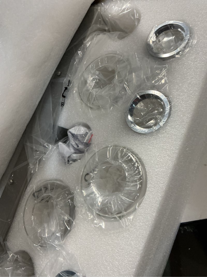 Condition photo showing Good Condition for brushed nickel 4-light vanity light, crystal bubble glass with dimmable 3-color lights, modern bathroom light fixtures wall sconce for bathroom hallway kitchen bedroom living room