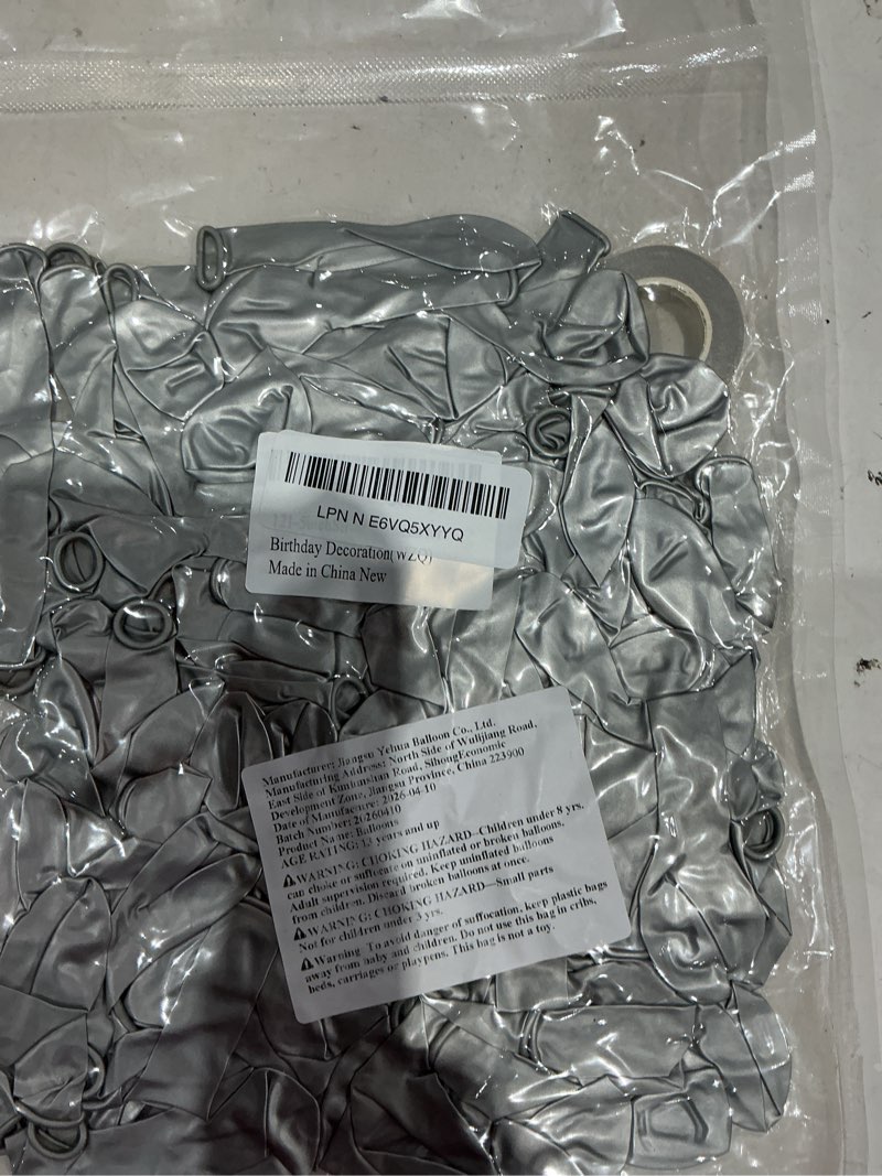 Condition photo showing Good Condition for awenztech 120pcs 5 inch metallic silver, small chrome silver latex balloons for graduation wedding baby shower disco birthday party decorations