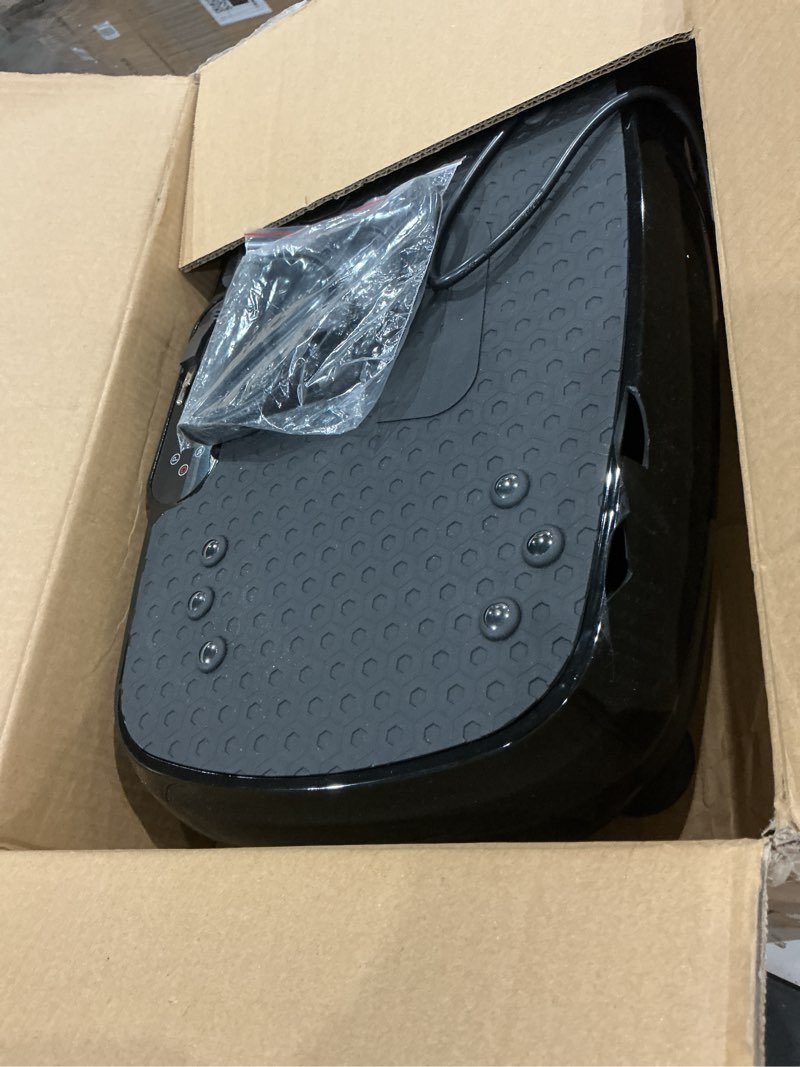 Condition photo showing As Is for vibrating board exercise machine, vibrating platform for lymphatic drainage, 120 speeds, upgraded vibrating board for weight loss, full body workout equipment, perfect for home fitness light black