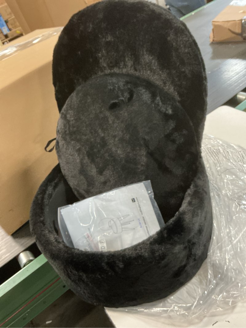 Condition photo showing Good Condition for GREENSTELL Vanity Stool Chair with Storage and Folding Back, 15.7\" x 15.7\" x 19.5\" Faux Fur Soft Ottoman for Adults, 4 Metal Legs with Anti-Slip Feet, Furry Padded Seat for Makeup, Bedroom, Black Black 15.7\"D x 15.7\"W x 19.5\"H