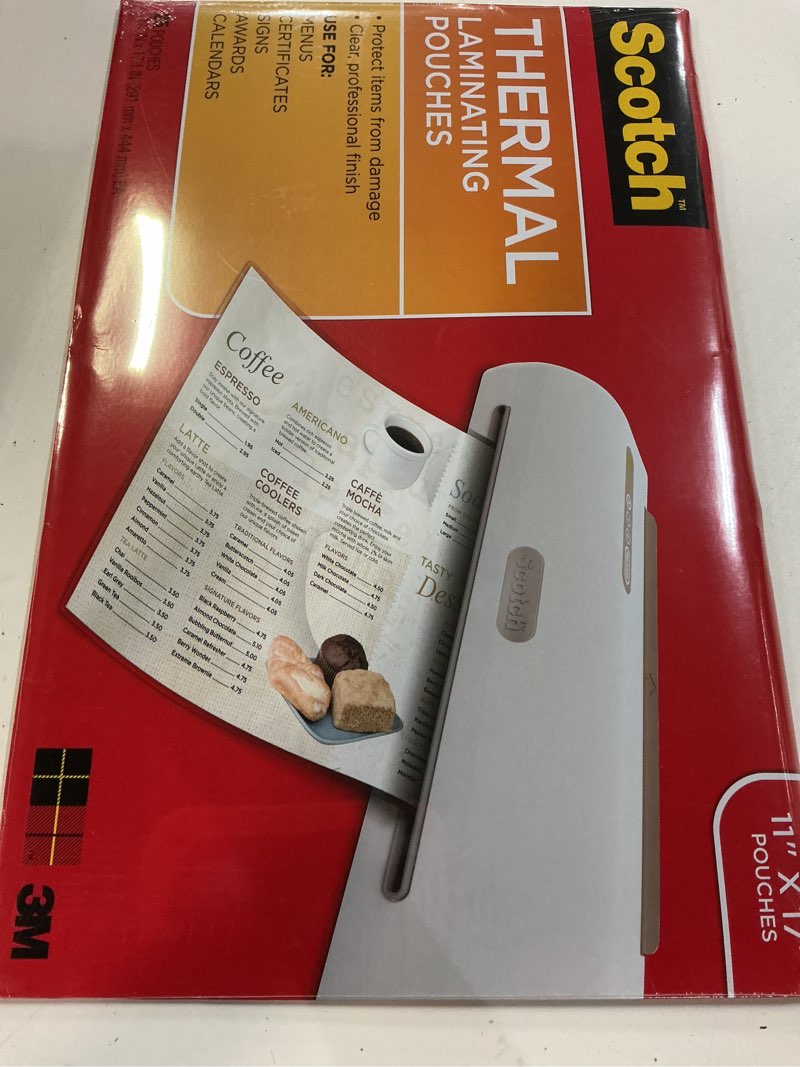 Condition photo showing New/Like New for 3m mmmtp385625 thermal lam pouches44,3 mil44, 11.4 in. x 17.4 in.44, 25sh-pk44, cl