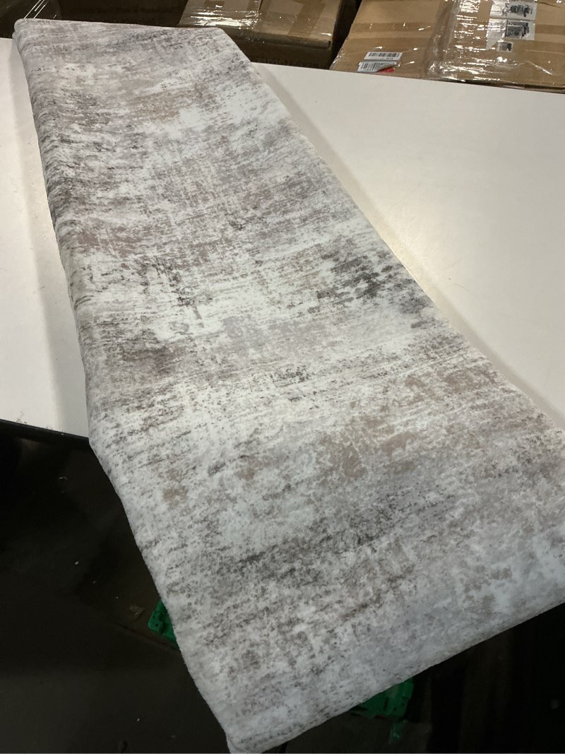 Condition photo showing Good Condition for iohouze abstract runner rug 3x10 ft washable runners for hallways, non slip kitchen runner printed faux wool entryway runner indoor, modern abstract floor carpet for hall bedroom, grey beige 3' x 10' (runner) ash grey/beige