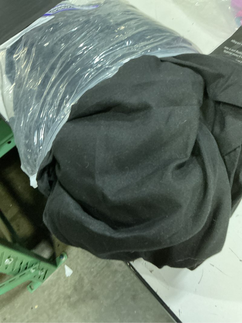 Condition photo showing As Is for bed skirt queen size ruffled bed skirt with split corners, 16 inch drop dust ruffle bed skirt with platform, queen - 16" drop, black black 16''queen