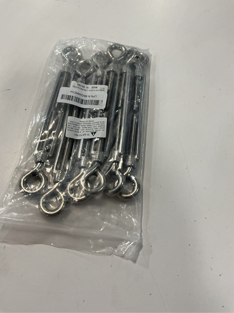 Condition photo showing Good Condition for 6pcs m10 eye & eye turnbuckle 304 stainless steel turnbuckle wire rope tension heavy duty turnbuckles for cable railing wire rope hardware kit (m10, eye & eye) 6 eye & eye-m-10