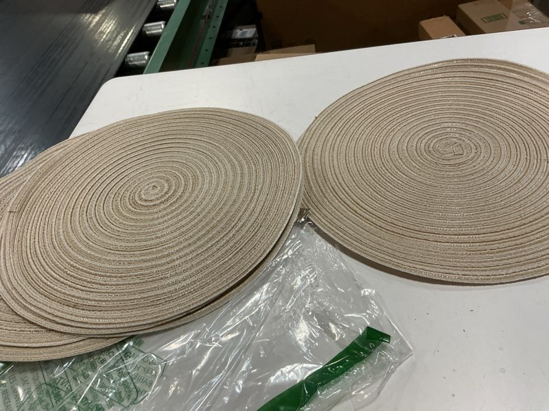 Condition photo showing Good Condition for ahhfsmei round placemats set of 6 heat resistant washable non-slip woven braided table mats for dining table kitchen & home decor (beige)