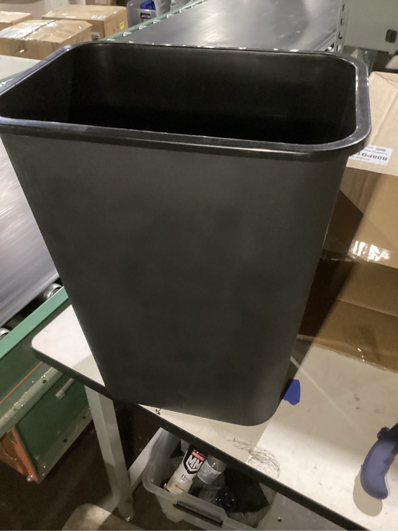 Condition photo showing Good Condition for Amazon Basics Rectangular Commercial Office Wastebasket, Easy to Clean, Space-Saving, 10 Gallon, Black Black 10 Gallon (Pack of 1)