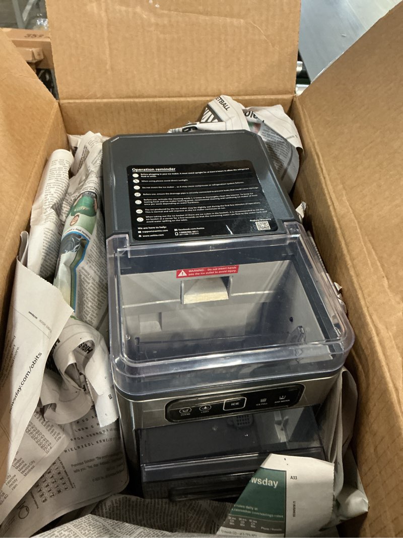 Condition photo showing As Is for SenCre Nugget Ice Maker 40lbs/Day, Countertop Ice Maker Soft Chewable Ice, Ice Makers One-Click & Self-Cleaning, Crushed Pellet Ice Machine with Scoop&Basket for Home/Kitchen/Office, Stainless Silver