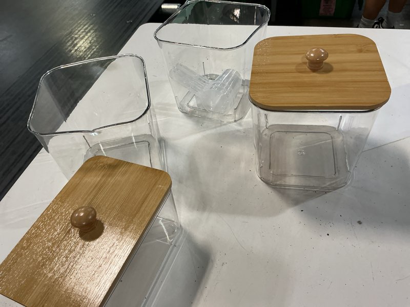 Condition photo showing Good Condition for 4 pcs laundry powder container with lid clear dryer sheet holder large opening reusable organization containers for scent booster