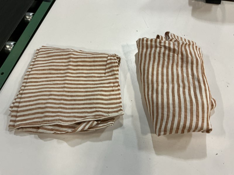 Condition photo showing Good Condition for quince european linen stripe pillowcases set color dusty mauve/white stripe king