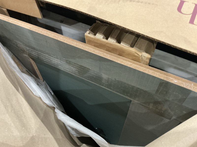 Condition photo showing As Is for allen + roth roveland 48-in dark walnut undermount single sink bathroom vanity with carrara natural marble top