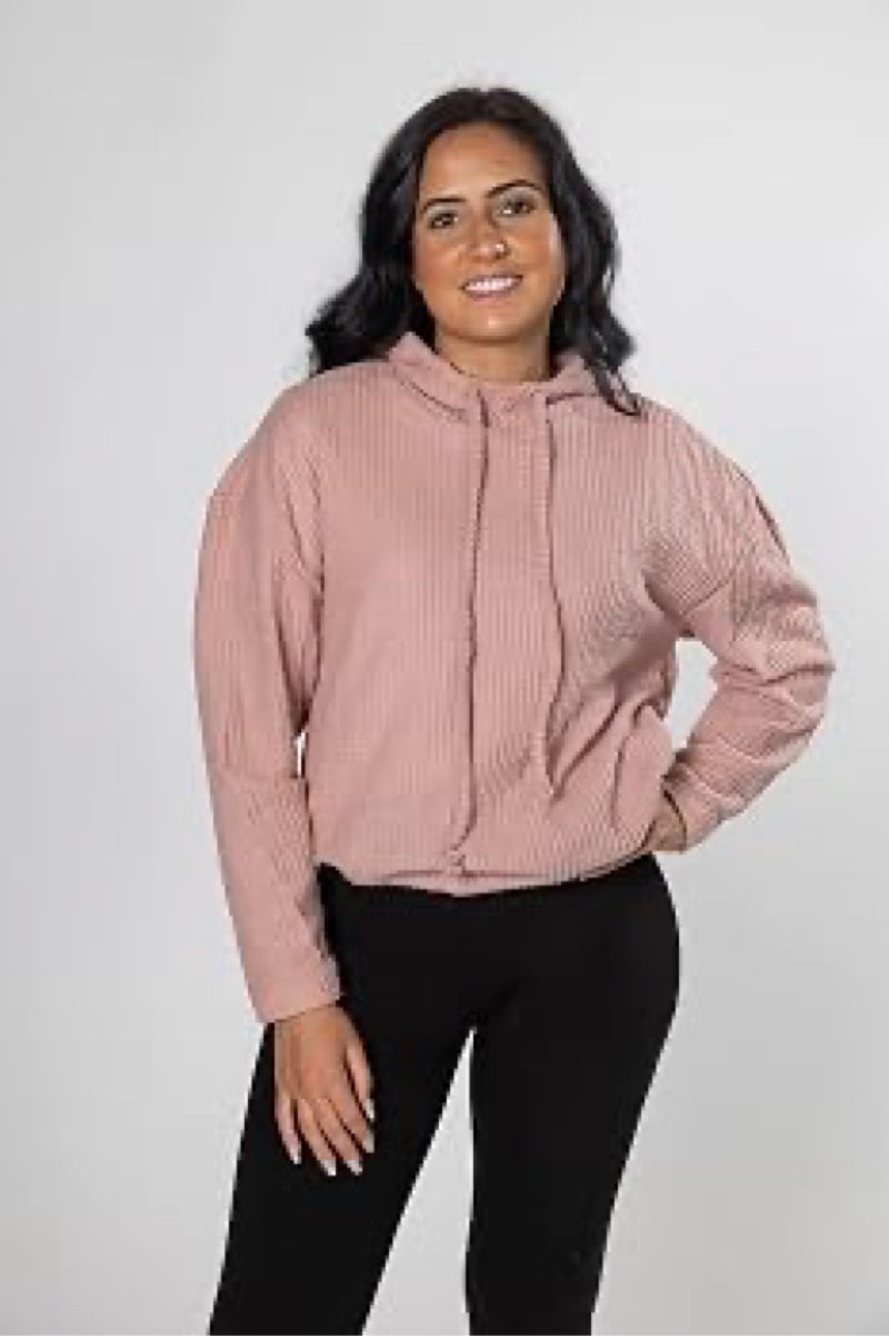 Ebb & Flow Hooded Sweatshirt Pink Suede Small