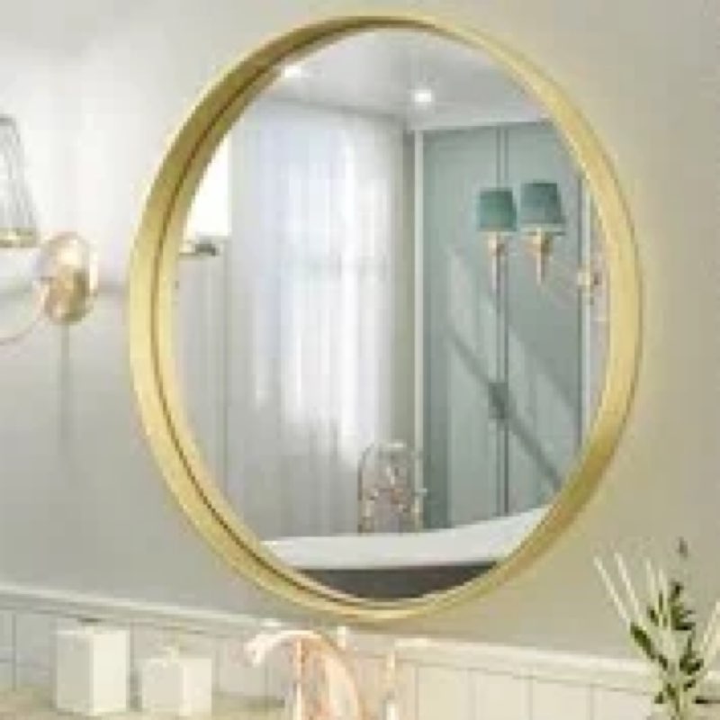 Valancia Round Bathroom Vanity Mirror with 2\" Aluminum Alloy Frame  40” gold