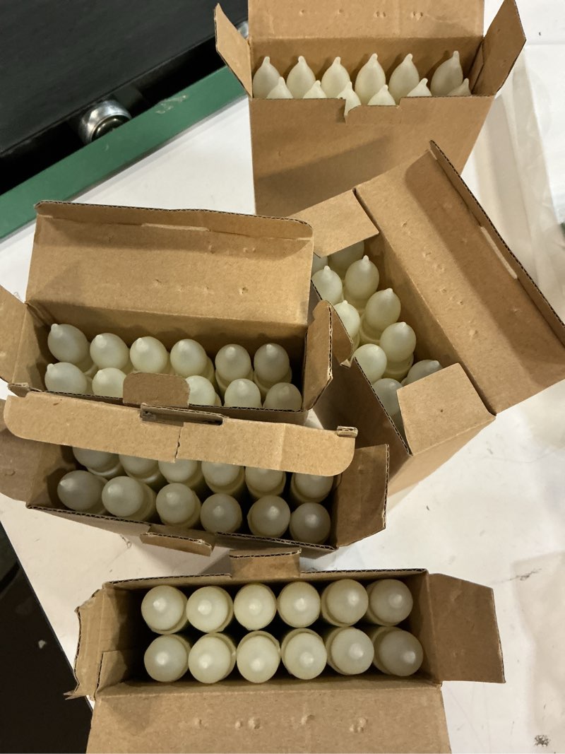Condition photo showing Good Condition for macarrie 60 pcs flameless led taper candle battery operated flickering led with warm light for wedding church battery not included(white candle yellow light)