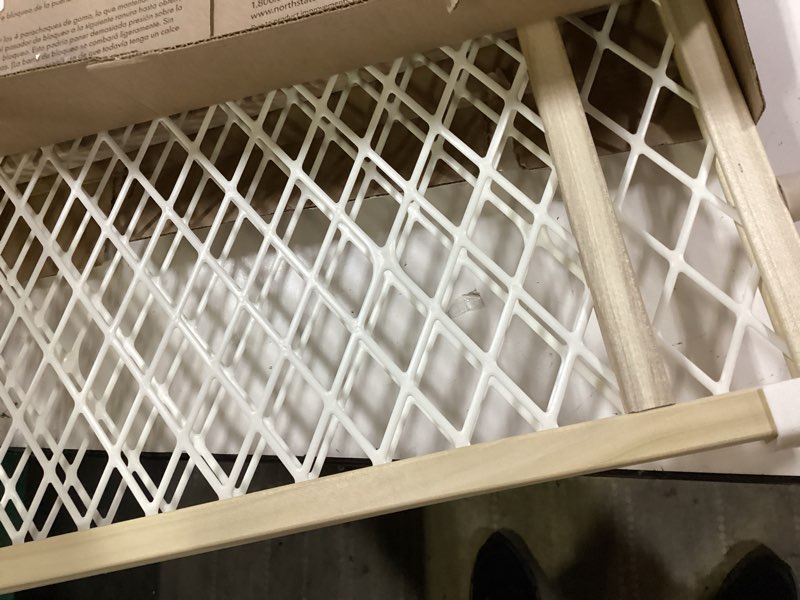 Condition photo showing Good Condition for toddleroo by north states - diamond mesh wooden baby gate: pressure mounted baby gate for doorways - adjustable 26.5 to 42 inches wide - 23 inches tall