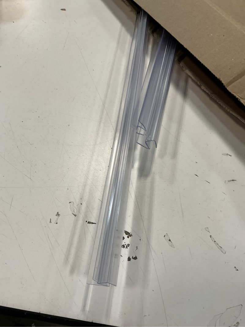 Condition photo showing As Is for Shower Door Bottom Seal, 3Pack Shower Door Sweep Strip, Frameless Glass Doors Seal Strip for 3/8'' (10mm) Thick Doors, 39.3'' x 0.39'' Showers Water Guard Barrier BottomSeal-3/8"x39.3"