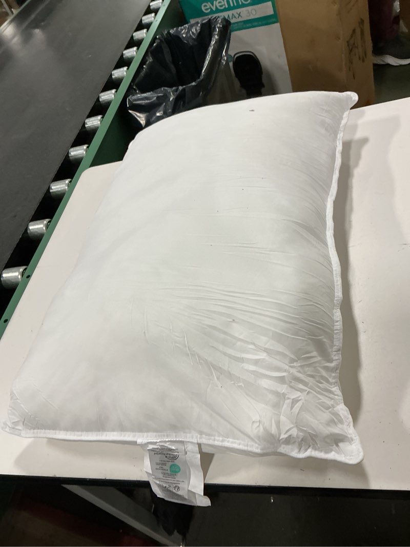Condition photo showing As Is for (Only one)Amazon Basics Down Alternative Pillows for Stomach and Back Sleepers, Soft Density, Standard, Pack of 2, White, 26 in L x 20 in W Standard (Pack of 2) Soft