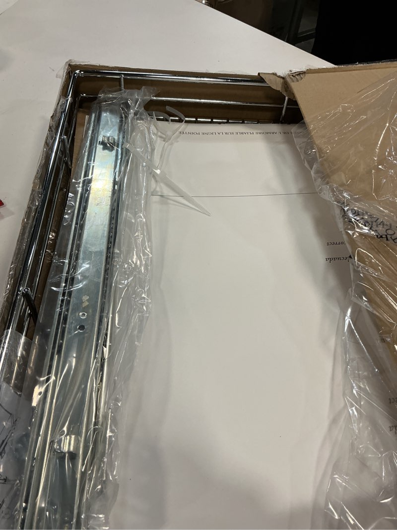Condition photo showing As Is for HOLDN’ STORAGE Pull Out Cabinet Organizer, Heavy Duty Caddy w/Lifetime Limited Warranty -26”W x 21”D - Requires At Least 27-1/4” Cabinet Opening, Steel Metal Cabinet Drawers Slide Out, Chrome 26"W x 21"D