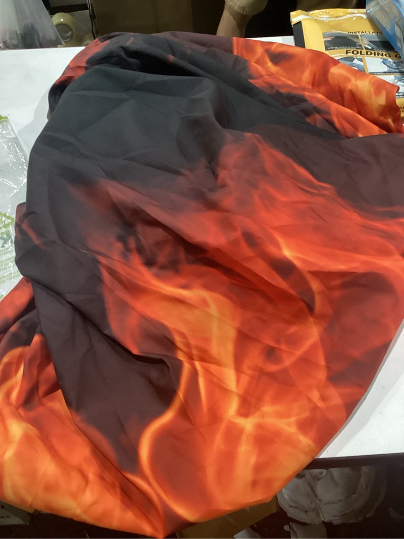 Condition photo showing New/Like New for beleco 7x5ft fabric fire backdrop for party photoshoot - roaring fire flames background - black - bonfire party decorations - photo studio props 7x5ft bt-fire-01