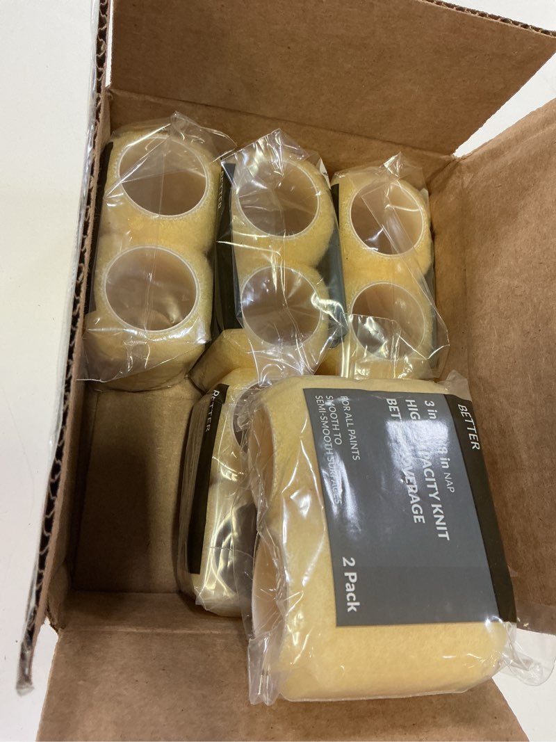 Condition photo showing Good Condition for (6 pack) better 3 in x 3/8 in nap high density knit paint roller cover, 2 pack