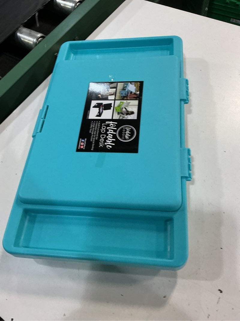 Condition photo showing Good Condition for loddie doddie foldable lap desk - teal blue, 9.75 x 12 in - portable desk & lap table with storage pocket - table for bed & laptop bed tray - car seat tray for kids travel