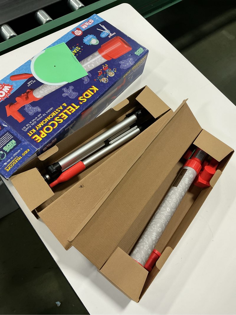 Condition photo showing New/Like New for Wow in The World Kids’ Telescope & Astronomy Kit, 25x & 50x Magnification, Adjustable 48” Tripod, Includes Star Wheel & Companion Audio Content, Intro to Astronomy Gift for Ages 6+ by Thames & Kosmos