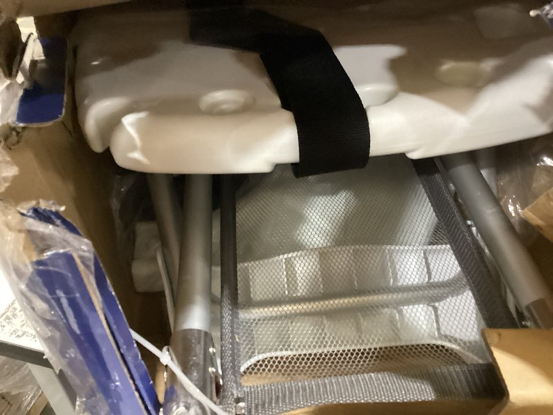 Condition photo showing Good Condition for drive medical rtl12075 adjustable height sliding bathtub transfer bench shower chair with armrests and seatbelt, 300 pound weight capacity, white