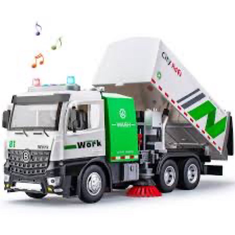 TAKGUD Street Sweeper Truck with Open-able Doors, 11.5" Big Trash Truck with Lights and Sounds, Fric