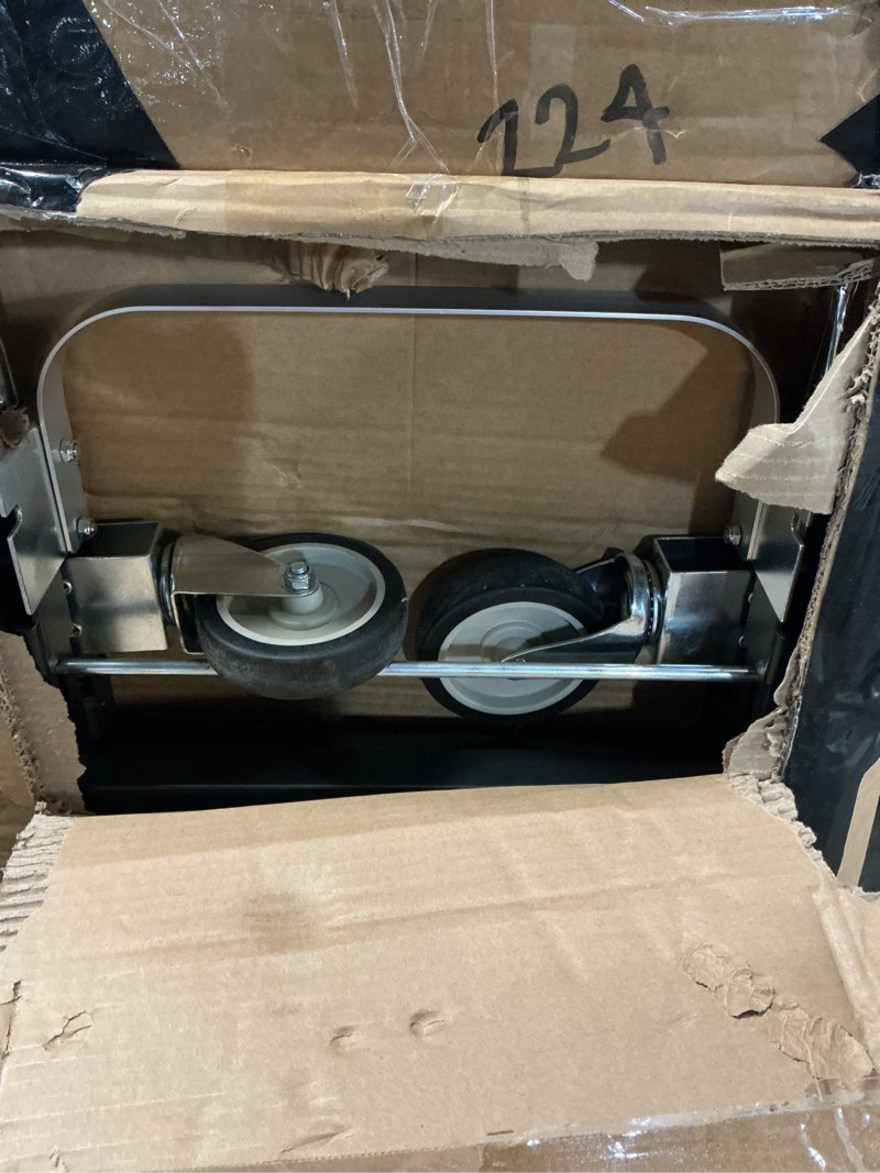 Condition photo showing As Is for 3 in 1 folding hand truck, 600lbs capacity, heavy duty collapsible cart with retractable handle and 4 rubber wheels, moving dolly for moving home, office, food service, shopping mall, warehouse 600lbs black
