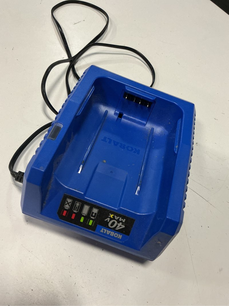 Condition photo showing As Is for kobalt 40 volt max 80 watt lithium-ion battery charger krc 840-03 