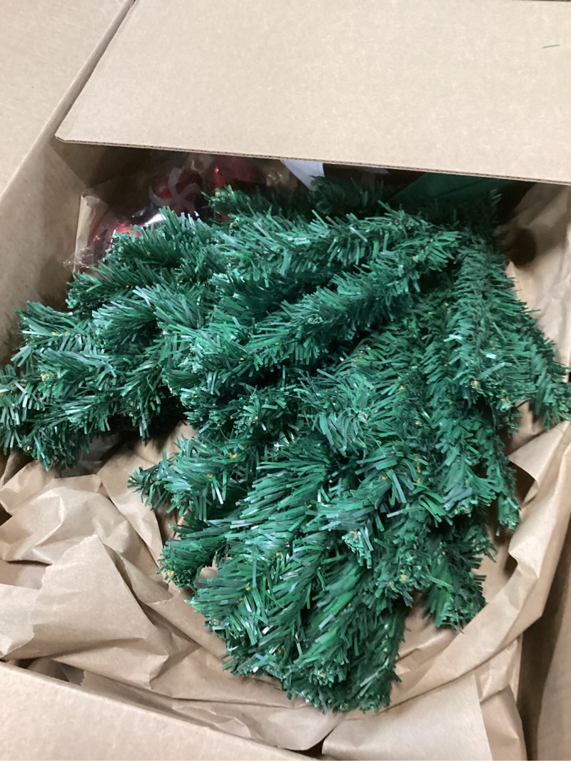 Condition photo showing As Is for TURNMEON Remote Control 8 Modes 3 Ft Christmas Tree with Lights Timer 15 DIY Ball Ornament 50 Warm Light Battery Operated Artificial Pencil Small Tinsel Xmas Tree Holiday Decorations Home Indoor Table Green